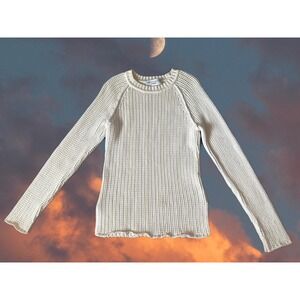Derek Lam 10C Athleta Sweater Women Small Cream Shaker Knit Cotton Blend